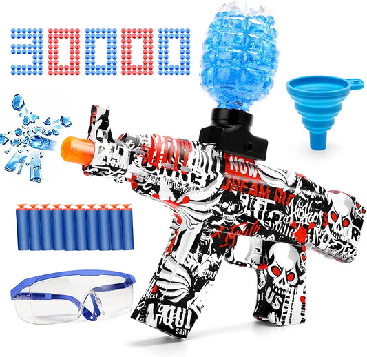 Electric Gel Ball Blaster Toy Eco-Friendly Gel Blaster Gun with 30000 Water Beads and Goggles Non-Toxic Splatter Water Beads Bullets Backyard Fun & Outdoor Yard Activities Game for Kids Ages 12+